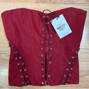 Princess Polly Burgundy Lace-Up Corset